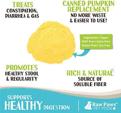 Raw Paws Organic Pumpkin Powder for Dogs & Cats 4-Ounce - Fiber Digestion