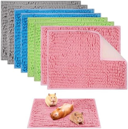 8 Pcs Guinea Pig Cage Liner, 16x12 Inch Washable Fleece Bedding Mats & Reusable Pee Pads for Rabbits and Small Animals (4 Colors)