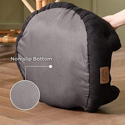 Bedsure Small Dog Bed Washable,Round Cat Beds for Indoor Cats,25in Black