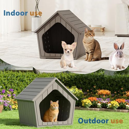 Cat Litter Box Enclosure, Resin Outdoor Litter Box with Air Holes, Cat Houses for Outdoor Cats, Wide Opening Design for Easy Cleaning, Grey