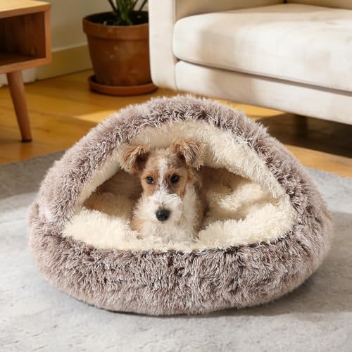 NOYAL Hooded Donut Bed, Calming Cave for Cats & Small Dogs