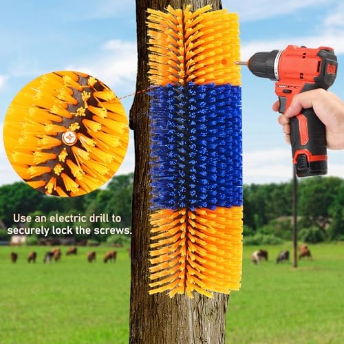 Livestock Scratch Brush Kit, Horse Massager for Relieving Itching, Suitable for Horse, Cattle, Sheep, Pig, Yellow