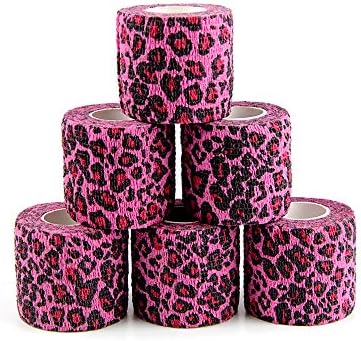 Pet First Aid Tape Waterproof Self Adherent Cohesive Bandage for Dogs Cats Horses Breathable Non-Woven Elastic Self Adhesive Sports Tapes (Leopard print)