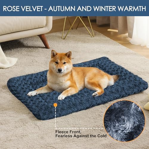 Dog Crate Pad Washable Cat Dog Pet Bed for Crate kennel Large Mat 36in Blue