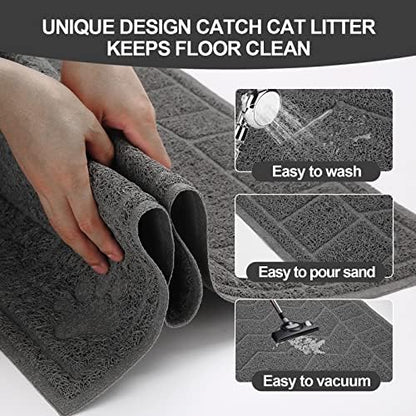 Cat Litter Box Mat, 47" x 35" Large Waterproof Litter Trapping Mat