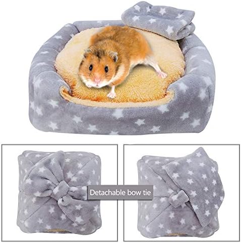 HOMEYA Small Animal Pet Bed, Sleeping House Habitat Nest for Guinea Pig Hamster Hedgehog Rat Chinchilla Hideout Bedding Snuggle Sack Cuddle Cup Cage Accessories with Removable Washable Mat- XL(Grey)