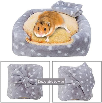HOMEYA Small Animal Pet Bed, Sleeping House Habitat Nest for Guinea Pig Hamster Hedgehog Rat Chinchilla Hideout Bedding Snuggle Sack Cuddle Cup Cage Accessories with Removable Washable Mat- XL(Grey)