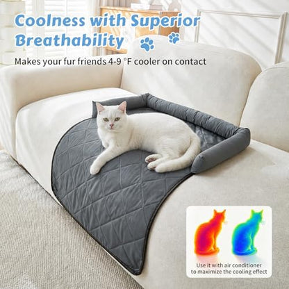 Cooling Dog Bed Mats with Neck & Head Support, 31.5 x 23.62 inch Grey