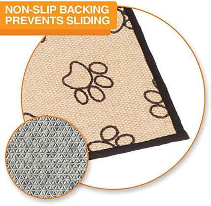 Neater Pets Jute Litter Trapping Mat, Eco-Friendly Plant-Based Material Catches Mess from Kitty Litter Box to Protect Floors, Soft on Cats Paws, Anti-Skid Backing, Easy to Clean, Paw Print, 24" x 36"
