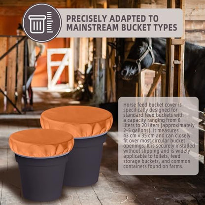 2-5 Gallon Horse Bucket Cover, Waterproof Horse Feed Bucket Cover, Lightweight and Easy to Use (Excluding Bucket, Orange)