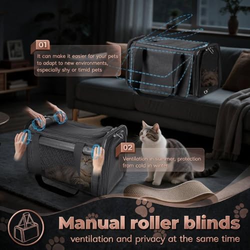 YUDODO 25lbs Cat Carrier Lightproof Soft Sided Pet Carrier for Large Cat