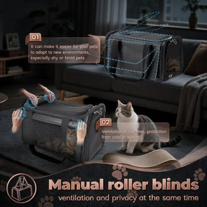 YUDODO 25lbs Cat Carrier Lightproof Soft Sided Pet Carrier for Large Cat