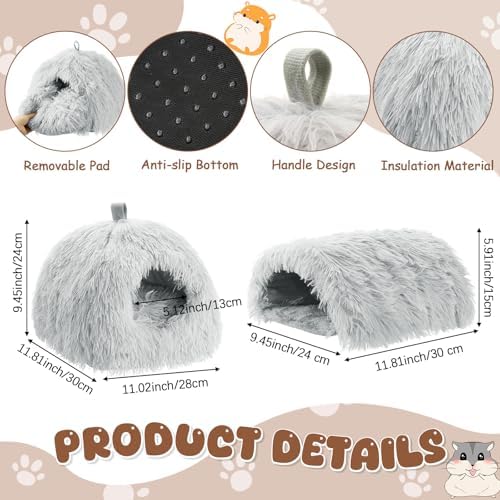 2 Pack Guinea Pig Hideout Bed with Tunnel, Large Soft Plush Cozy House, Washable Hideaway for Guinea Pigs and Small Animals(Style 1)