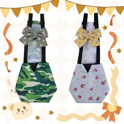 2 Pack Chicken Diapers for Hens, Roosters, Diapers for Ducks, Ducklings, Reusable Pet Diaper with Bow Ties Waterproof Poultry Nappies Pet Clothes for Geese Pet Ducks-Camouflage&Blue,L