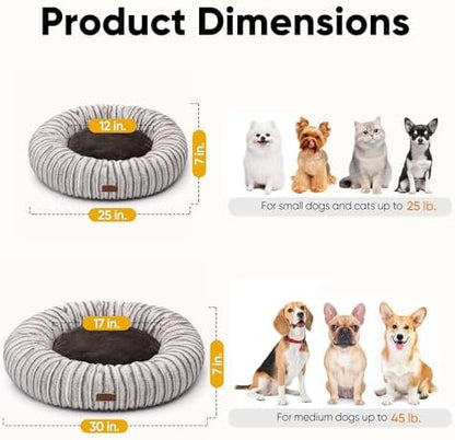 FUKUMARU Small Dog Bed, 25" Orthopedic Dog Bed for Puppies, Donut Cat Beds