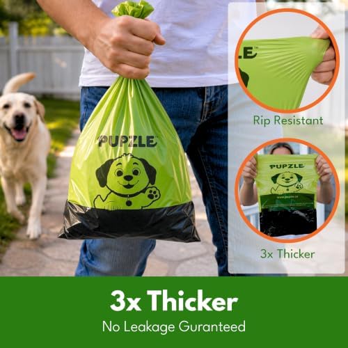 Pupzle 2-Ply Thick Dog Poop Bags, Multi-layered Hand Protection, 250 Count