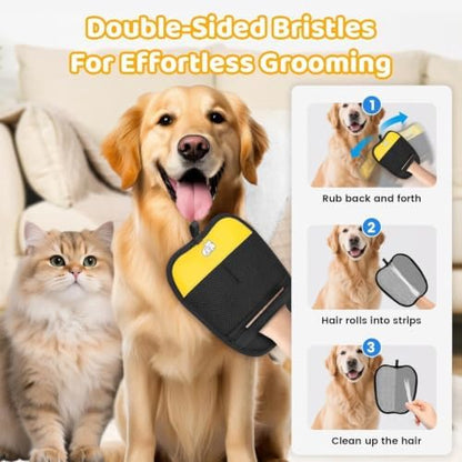 Pet Hair Removal Glove for Dogs & Cats, Sankell Upgraded Reusable Electrostatic Pet Hair Remover Glove, Magic Brush Mitt Tool for Couch, Furniture, Bed, Clothing, Carpet, Car Seat