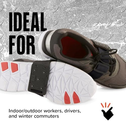 K1 Mid-Sole Ice Cleats - Rotatable Traction Aids For Flat Shoes - Indoor/Outdoor, Climbing, Driving - Slim Profile - Black