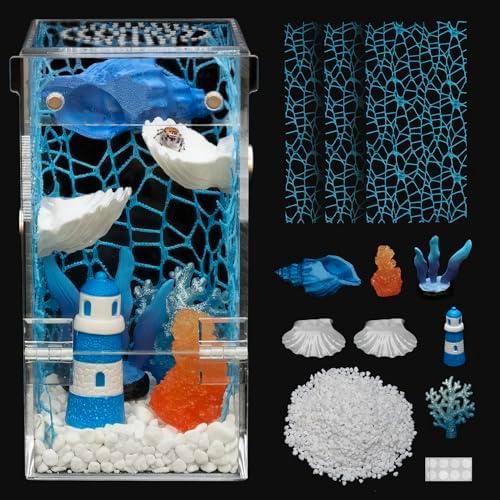 Jumping Spider Enclosure Starter Kit,Escape Proof Ocean Terrarium