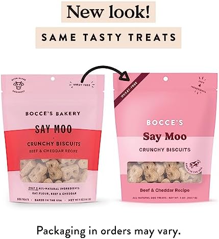 Bocce's Bakery Say Moo Flavor Crunchy Biscuits Dog Treats, 5 oz