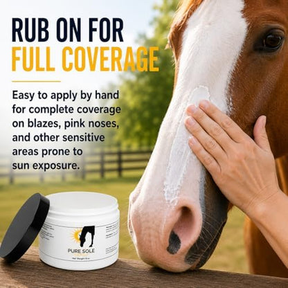 Horse Sunscreen for White Noses – Pure Sole Sun Block Cream for Sensitive Pink Horse Skin | Non-Nano Zinc Oxide & Moisturizing Natural SPF Ingredients – 8 oz