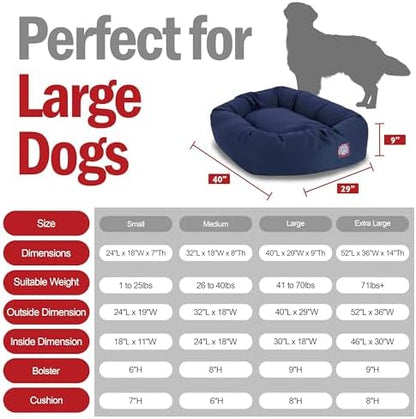 Majestic Pet Bagel Calming Dog Bed, 40 Inch Large, Round, Washable, Blue