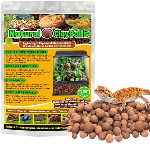 Legigo 10 LB Organic Expanded Clay Balls Terrarium Substrate for Reptiles