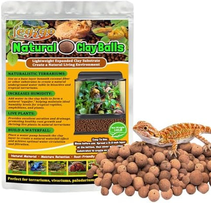 Legigo 10 LB Organic Expanded Clay Balls Terrarium Substrate for Reptiles