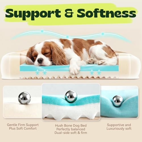 Orthopedic Dog Bed with Cooling Gel Foam & Washable Cover,Grey 28 Inch