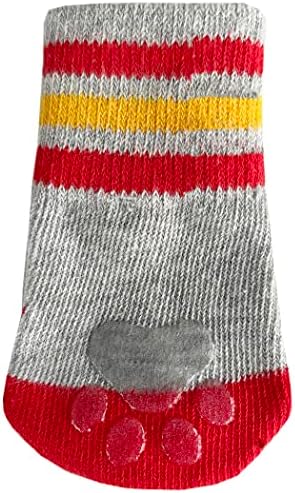 NFL Kansas City Chiefs Anti Slip Dog Socks with Elastic Ribbed Top, Size X-Small/Small. Indoor/Outdoor Socks, Best Dog Paw Protector, 2 Pairs, Cool Puppy Supplies with NFL Logo of Chiefs Team