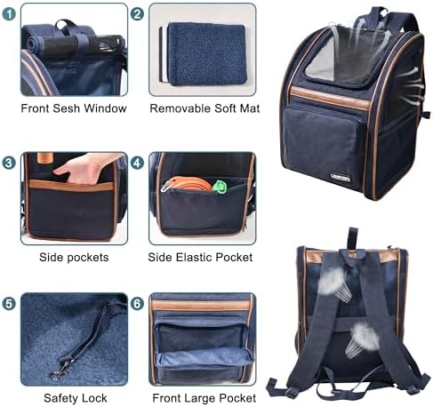 Jespet Pet Backpack Carrier for Small Dog, Soft Car Bed Ideal for Traveling