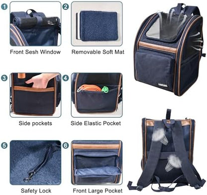 Jespet Pet Backpack Carrier for Small Dog, Soft Car Bed Ideal for Traveling