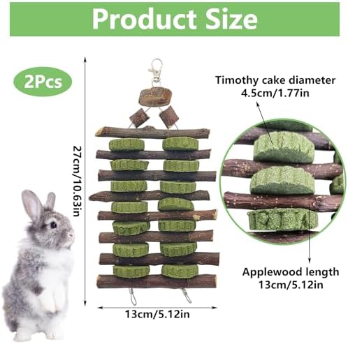 Hamiledyi 2 PCS Rabbit Chew Toys Hanging Bunny Toys for Teeth Grinding