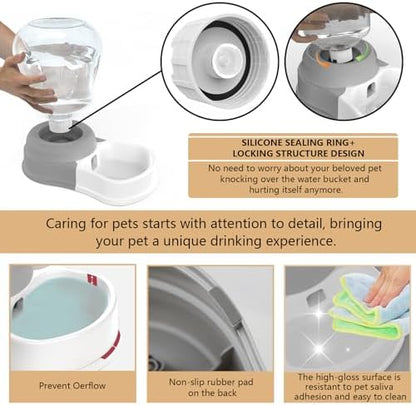 STALTWO 1 Gallon Automatic Gravity Dog Water Dispenser, BPA-Free, Grey
