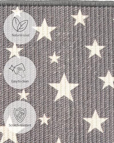JanYoo 2pcs Rabbit Scratcher Mat Natural Sisal Bunny Scratch Pads Scratching Rug Bunny Resting Mats for Cages, Small Animal Claws and Teeth Care Bedding Accessories for Guinea Pig (15.7x11.8in, Star)
