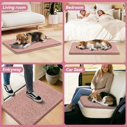 Bcoimo Super Absorbent Dog Door Mat, 36"*24" Anti Slip Mat for Muddy Paws