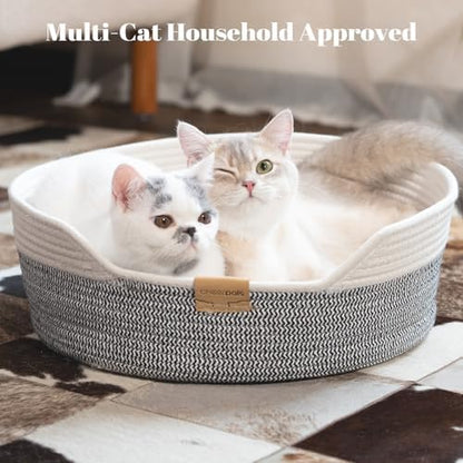 CHEERHOME PETS Handwoven Cat Basket Bed Cooling for Indoor Cat with Cushion