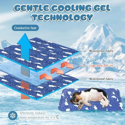 Nuanchu Pet Cooling Mat, Royal Blue Bear, 11.81 x 19.69 Inches, 1 Pcs