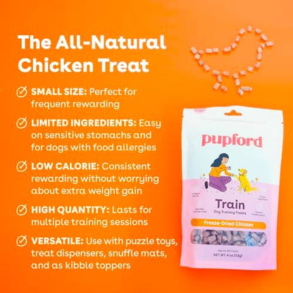 Pupford Freeze Dried Training Treats for Dogs & Puppies (Chicken, 8 oz)