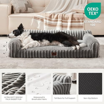 Orthopedic Dog Bed XXL 48x35x10.5” Washable Cover Grey