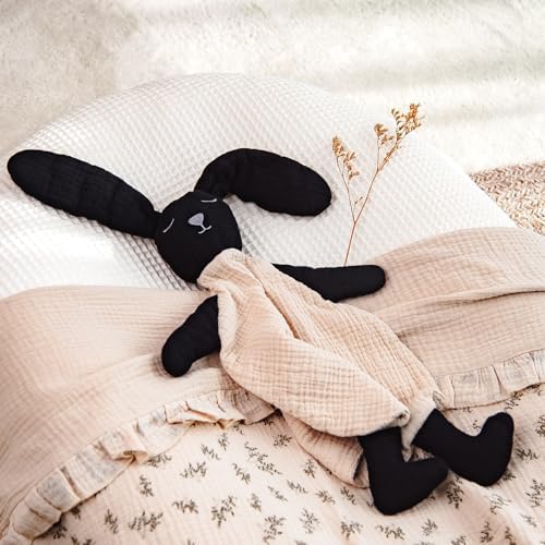 lulumoon Muslin Baby Security Blanket: Soft Bunny Lovey for Self-Soothe
