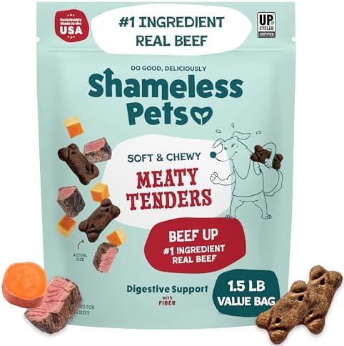 Shameless Pets Beef Up Meaty Tenders, Soft Dog Treats, Grain Free, 1.5lb