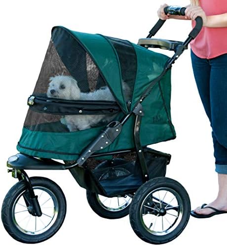Pet Gear No-Zip Jogger Pet Stroller for Cats/Dogs, Zipperless Entry, Airless Tires, Easy One-Hand Fold, Cup Holder + Storage Basket, Hunter
