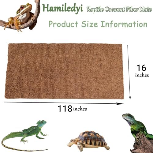 Hamiledyi Reptile Carpet 118"L x 16"W Natural Coconut Fiber Tortoise Carpet