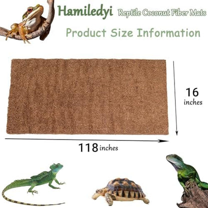 Hamiledyi Reptile Carpet 118"L x 16"W Natural Coconut Fiber Tortoise Carpet
