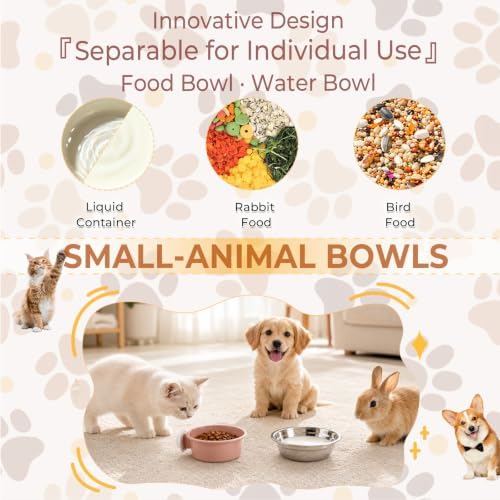 2Pcs Pets Lightweight Stainless Steel Bowl,Removable Stainless Steel Pet Hanging Food Water Feeder Bowl for Puppy Dog Cat Rabbit Ferret Bird Gunea Pigs (Pink-Small)