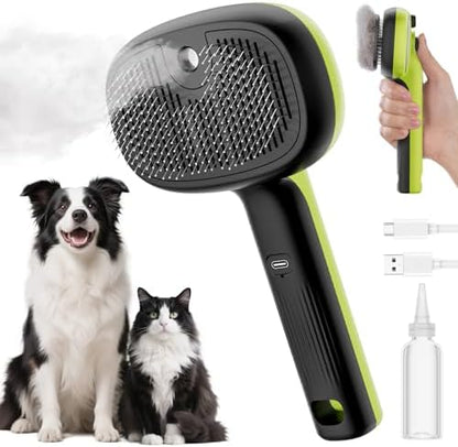 Pecute Self-Cleaning Steam Dog Cat Brush for Heavy Shedding/Long Coats