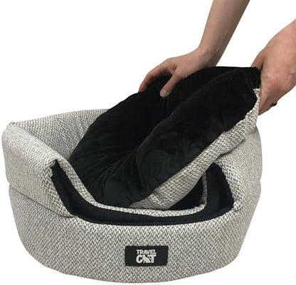Travel Cat Meowbile Indoor Cat House - 25x18x17 inches Premium Convertible and Durable Hideaway Cat Bed and Cave (Gray, Medium)
