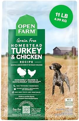Open Farm Grain Free Dry Dog Food, Turkey and Chicken Kibble, 11lb Bag