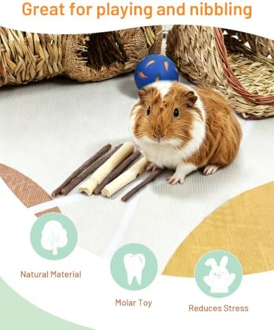 Niteangel Natural Timothy Hay Sticks Timothy Molar Rod Apple Sticks for Rabbits, Chinchilla, Guinea Pigs and Other Small Animals (Apple Twig & Bamboo)